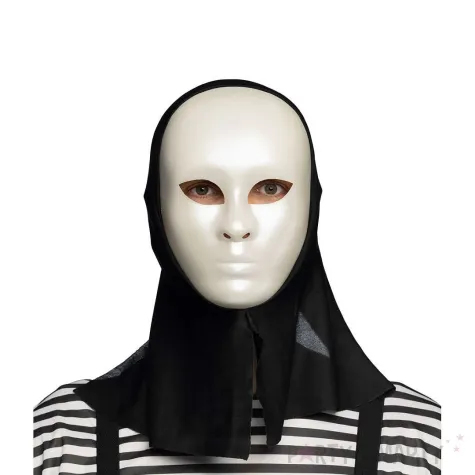 xx stam maska mima z kapturem biala