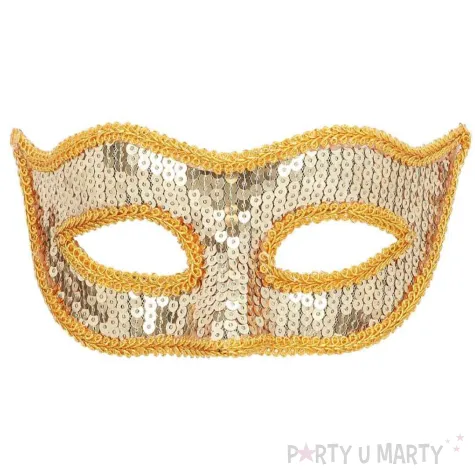 xx stam maska wenecka zlote cekiny