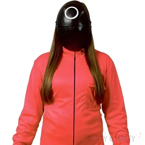 xx stdo stroj gra w kolory czerwony kolko kombinezon z kapturem pasek maska rozm 38