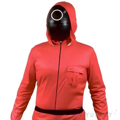 xx stdo stroj gra w kolory czerwony kolko kombinezon z kapturem pasek maska rozm 56