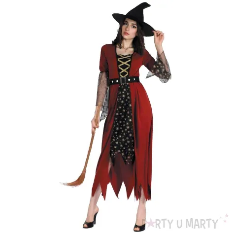 xx stdo zestaw dla dorosych czerwona czarownica sukienka kapelusz pasek rozm m