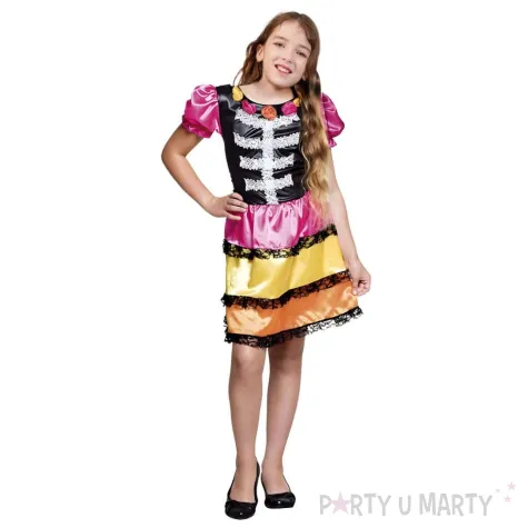xx stdz stroj dla dzieci kolorowy kosciotrup sukienka rozm 110 120 cm