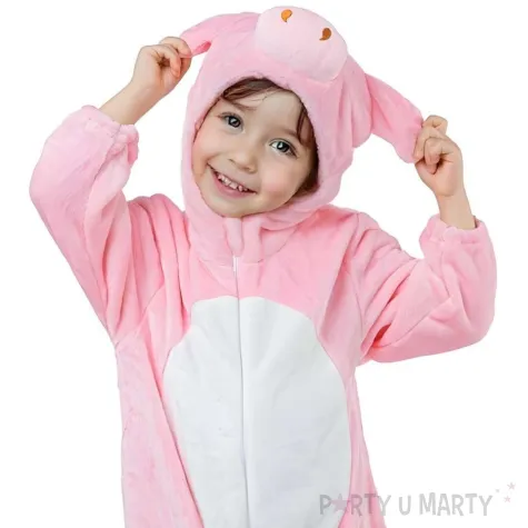 xx stdz stroj dla dzieci rozowa swinka kombinezon z kapturem rozm 92 104 cm