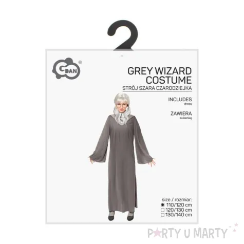 xx stdz stroj dla dzieci szara czarodziejka sukienka rozm 130 140 cm