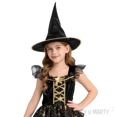 xx stdz zestaw dla dzieci czarna czarownica sukienka kapelusz rozm 120 130 cm