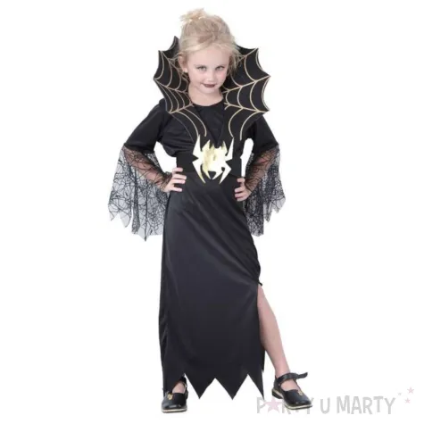 xx stdz zestaw dla dzieci czarna wdowa sukienka kolnierz pasek rozm 110 120 cm