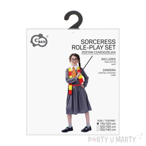 xx stdz zestaw dla dzieci czarodziejka sukienka z krawatem szalik rozm 130 140 cm