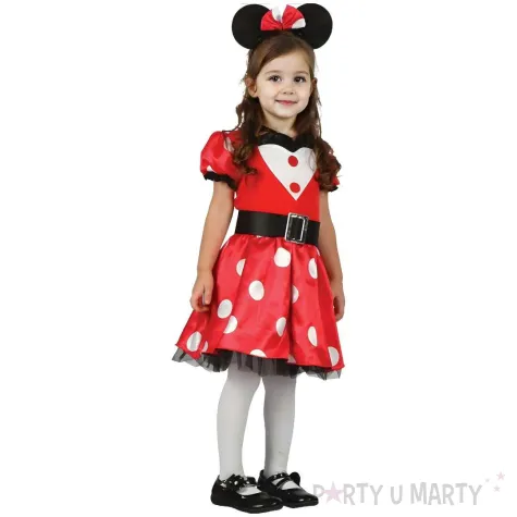 xx stdz zestaw dla dzieci czerwona myszka sukienka opaska pasek rozm 92 104 cm