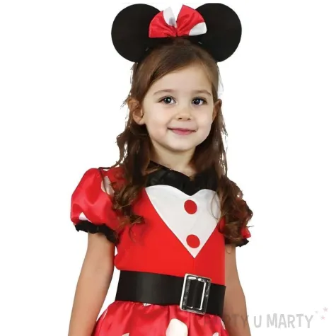 xx stdz zestaw dla dzieci czerwona myszka sukienka opaska pasek rozm 92 104 cm