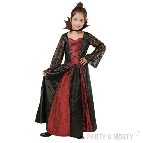 xx stdz zestaw dla dzieci gotycka wampirzyca spodnica bluzka kolnierz rozm 130 140 cm