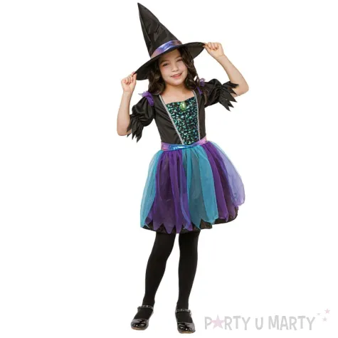 xx stdz zestaw dla dzieci gwiezdna czarownica sukienka kapelusz rozm 130 140 cm