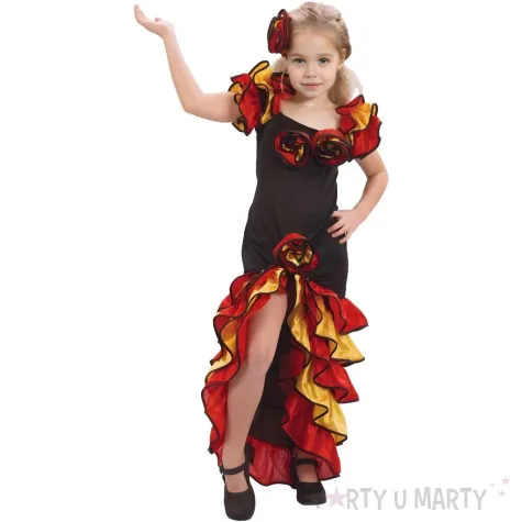 xx stdz zestaw dla dzieci hiszpanska tancerka sukienka ozdoba na wlosy rozm 120 130 cm
