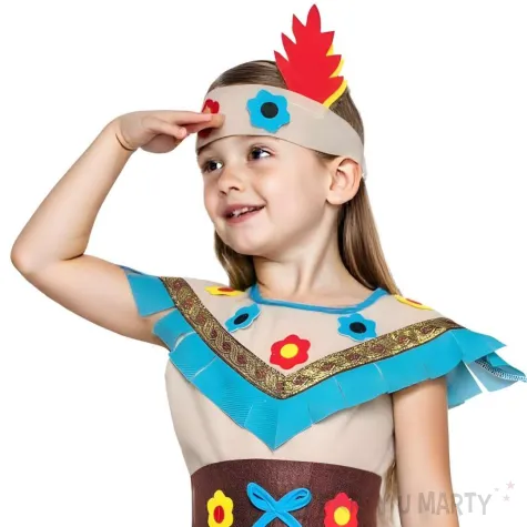 xx stdz zestaw dla dzieci indianka kolorowy kwiat sukienka pasek opaska rozm 110 120 cm