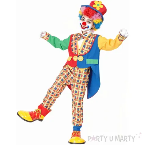 xx stdz zestaw dla dzieci kolorowy klaun bluzka spodnie kapelusz muszka rozm 110 120 cm