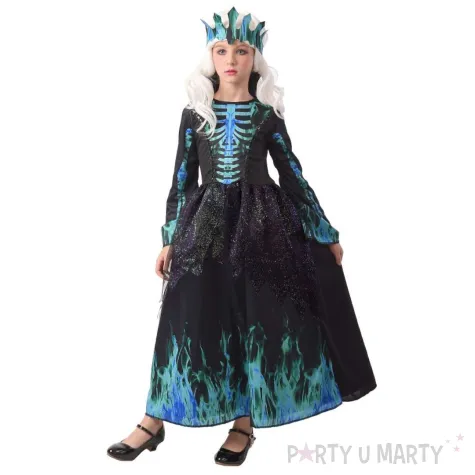 xx stdz zestaw dla dzieci krolowa kosciotrup sukienka korona rozm 110 120 cm