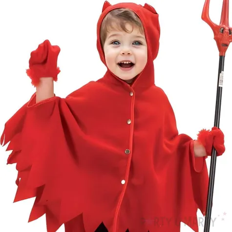 xx stdz zestaw dla dzieci maly diabelek peleryna z kapturem rekawiczki rozm 92 104 cm