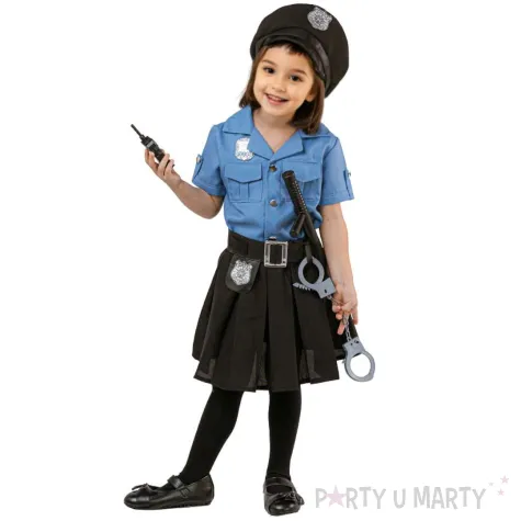 xx stdz zestaw dla dzieci niebieska policjantka bluzka spodnica pasek czapka kajdanki krotko