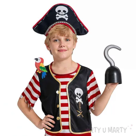 xx stdz zestaw dla dzieci pirat kapitan bluzka spodnie kapelusz papuga rozm 110 120 cm