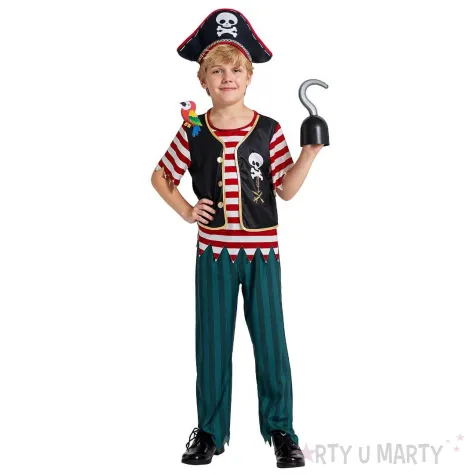 xx stdz zestaw dla dzieci pirat kapitan bluzka spodnie kapelusz papuga rozm 120 130 cm