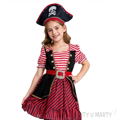 xx stdz zestaw dla dzieci piratka sukienka kapelusz pasek rozm 120 130 cm