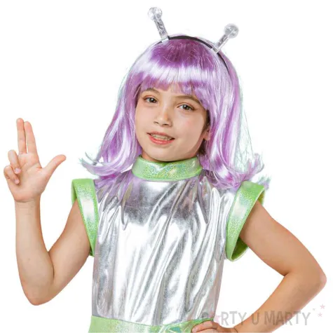 xx stdz zestaw dla dzieci srebrna kosmitka sukienka opaska rozm 120 130 cm