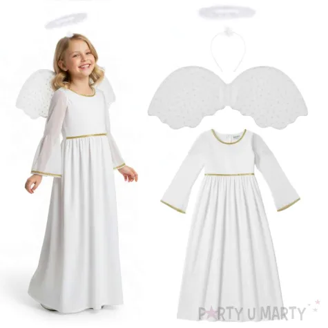 xx stroj aniolek ze skrzydlami i aureola 92 104 cm