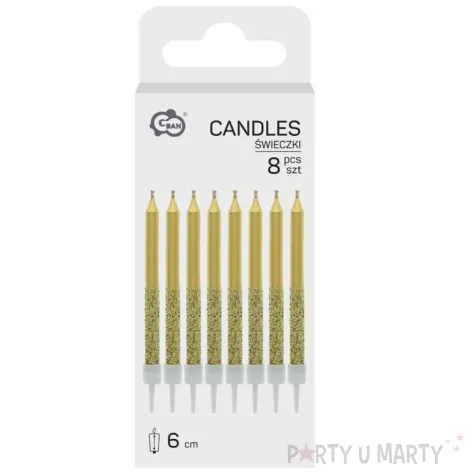 xx su swieczki metaliczno brokatowe zlote 6x0 5 cm 8 szt