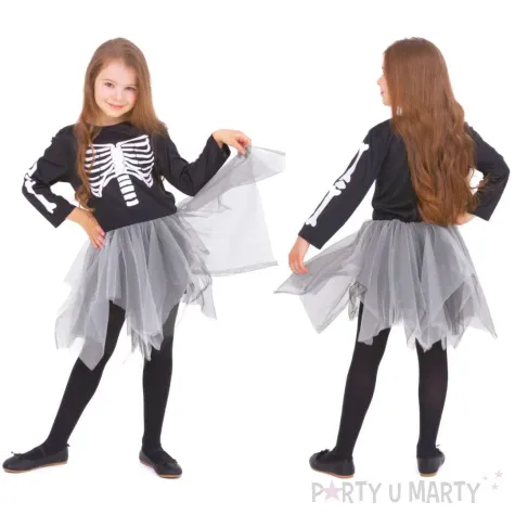 xx sukienka dla dziewczynki halloween szary kosciotrup rozmiar m