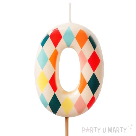 xx swieczka urodzinowa cyfra 0 romby 5 5 cm mix