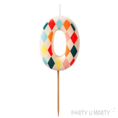 xx swieczka urodzinowa cyfra 0 romby 5 5 cm mix