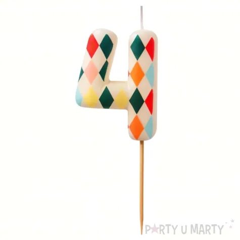 xx swieczka urodzinowa cyfra 4 romby 5 5 cm mix