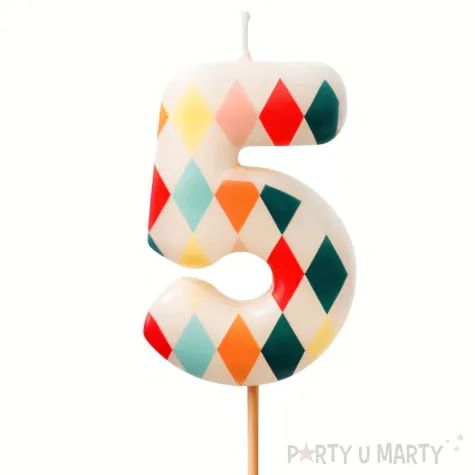 xx swieczka urodzinowa cyfra 5 romby 5 5 cm mix