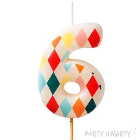 xx swieczka urodzinowa cyfra 6 romby 5 5 cm mix