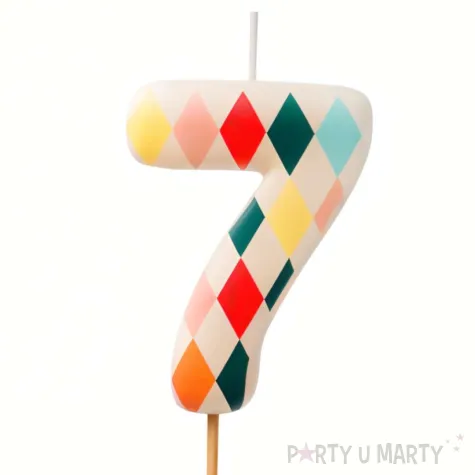 xx swieczka urodzinowa cyfra 7 romby 5 5 cm mix
