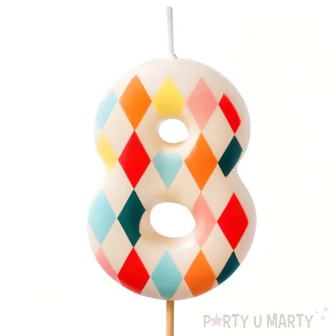 xx swieczka urodzinowa cyfra 8 romby 5 5 cm mix