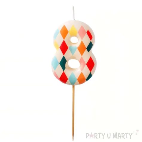 xx swieczka urodzinowa cyfra 8 romby 5 5 cm mix
