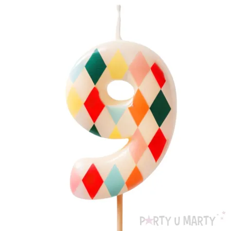 xx swieczka urodzinowa cyfra 9 romby 5 5 cm mix