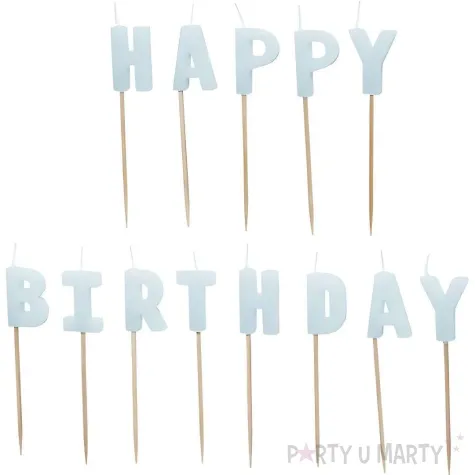 xx swieczki urodzinowe happy birthday 2 5 cm jasny blekit 1 op 13 szt