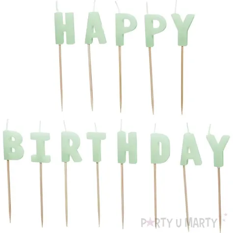 xx swieczki urodzinowe happy birthday 2 5 cm jasny zielony 1 op 13 szt