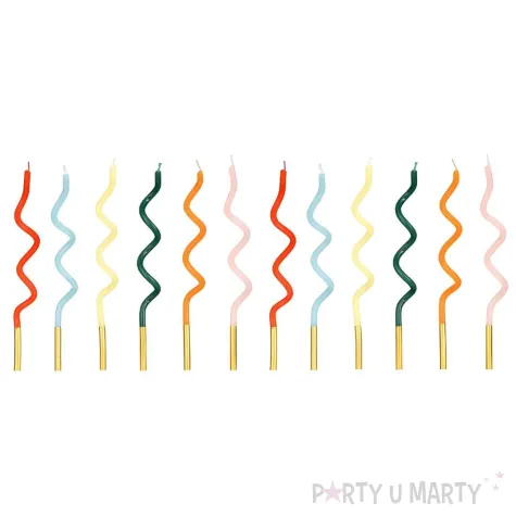 xx swieczki urodzinowe zakrecone tecza 14 cm mix 1 op 12 szt