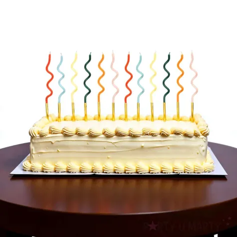 xx swieczki urodzinowe zakrecone tecza 14 cm mix 1 op 12 szt