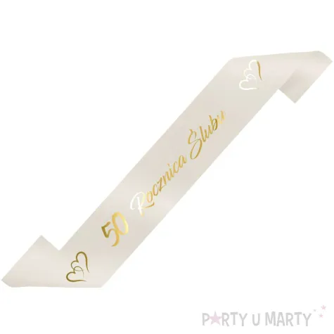 xx szarfa 50 rocznica slubu kremowy zloty