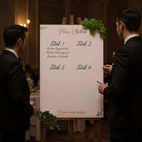 xx tablica powitalna na slub plan stolow