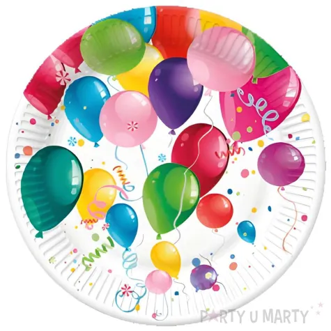 xx talerze kolorowe baloniki 8 szt na urodziny duze