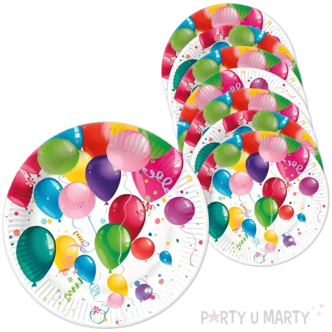 xx talerze kolorowe baloniki 8 szt na urodziny duze
