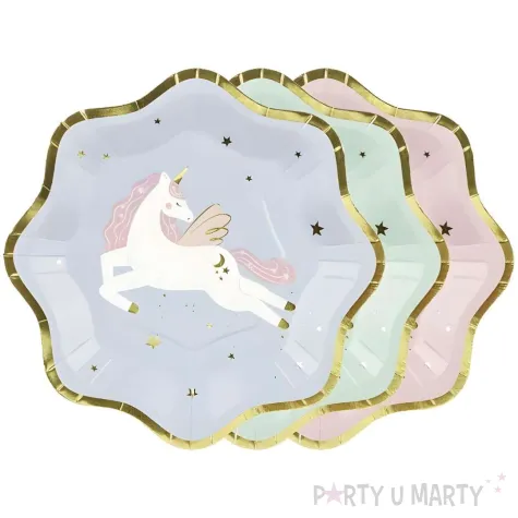 xx talerzyki jednorozec mix 18x18 cm 1 op 6 szt