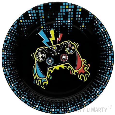 xx talerzyki papierowe play joystick pad 18 cm 8 szt