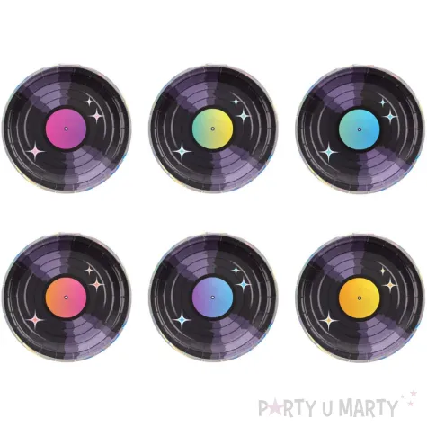 xx talerzyki papierowe retro disco 7cali 6szt z