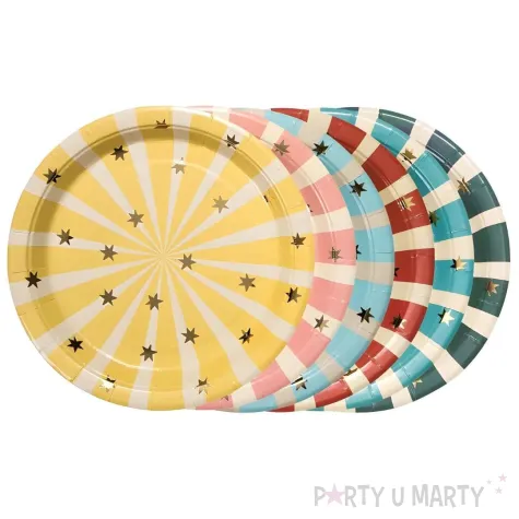 xx talerzyki paski cyrk 18x18 cm mix 1 op 6 szt