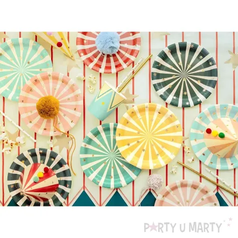 xx talerzyki paski cyrk 18x18 cm mix 1 op 6 szt